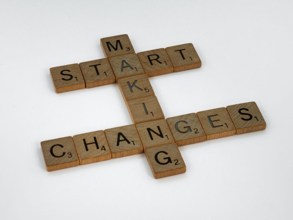 Scrabble reading: Start Making Changes, symbolizing starting a weight loss diet and what to do before starting this diet